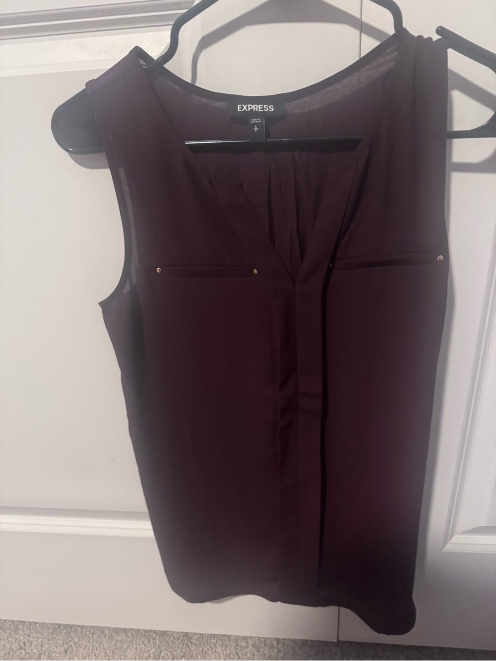 Express Deep Plum Sleeveless V-Neck Blouse